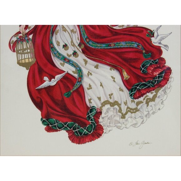 Lain Gordon Angel Of Peace Framed Print Art Matted Christmas Doves Dress Blond - Picture 4 of 8